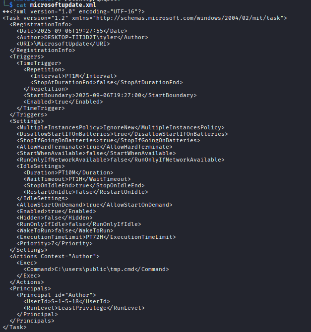 Malicious scheduled task XML